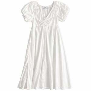 Tal + Pup White Puff Sleeve Maxi Dress Size M Ruched Cottagecore